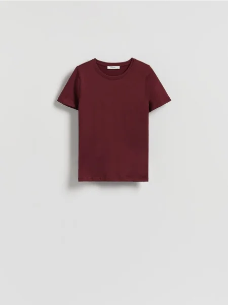 Reserved Gładki t-shirt regular fit bordowy