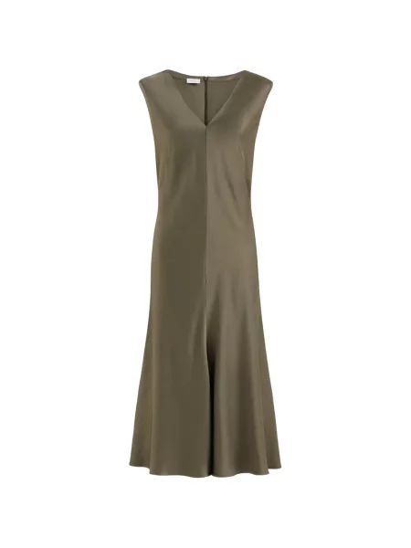 Rochie Brunello Cucinelli din satin evazată verde