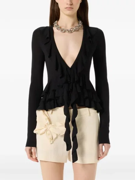 Cardigan Blumarine cu volane negru