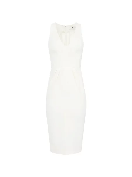 Haftowana sukienka midi Elisabetta Franchi z dekoltem w serek garniturowa