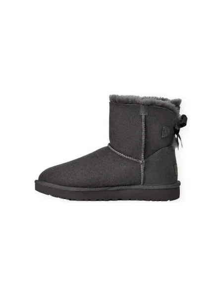 UGG De piele bocanci MINI BAILEY BOW II cu adaos de lână | shearling gri