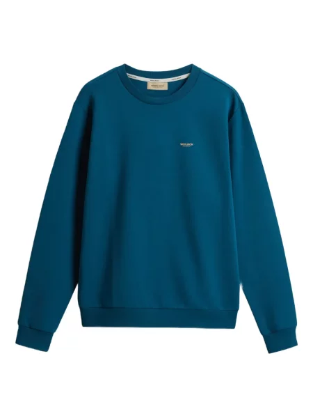Pulover Woolrich cu decolteu rotund albastru