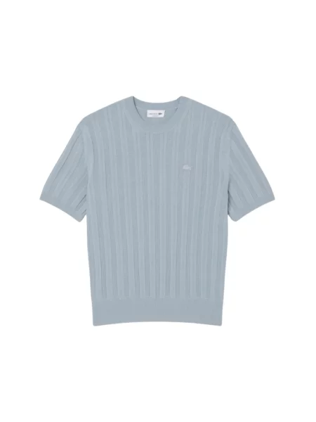 Krótki sweter Lacoste z okrągłym dekoltem niebieski