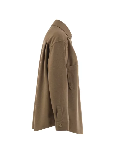 Geacă cămașă Max Mara cu model herringbone maro