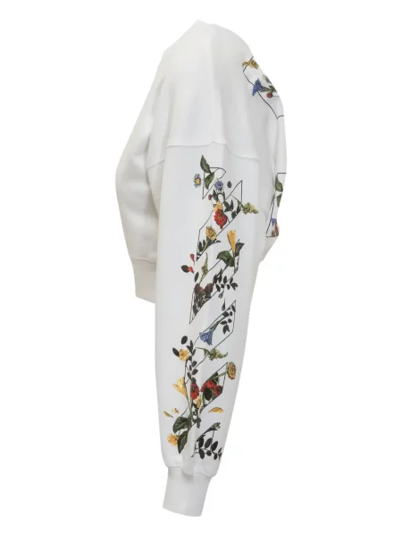 Hanorac crewneck Off-white cu model floral cu imagine cu decolteu rotund alb