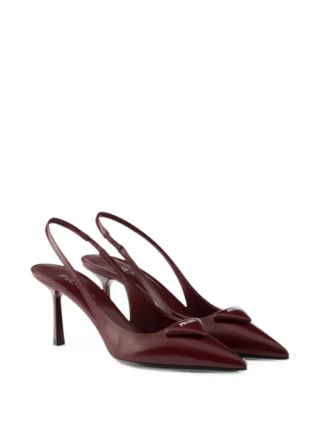 Pantofi cu toc Prada din piele slingback roșu