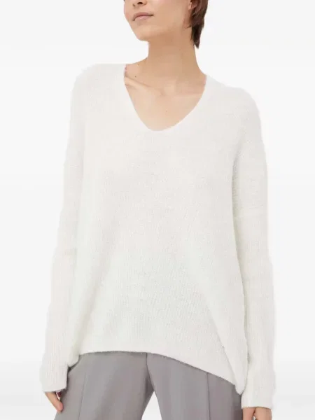 Pulover Mos Mosh cu decolteu în V alb