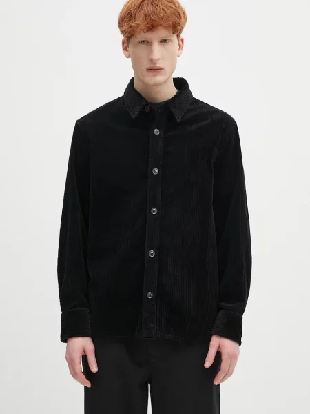 A.P.C. cămașă din velur surchemise boris bărbați cu guler clasic relaxed negru