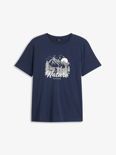 T-shirt z czystej bawełny organicznej niebieska