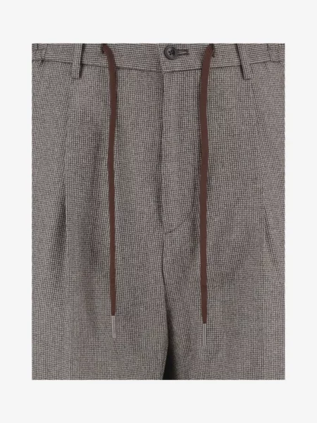 Pantaloni Tagliatore cu model pepito cu cordon gri
