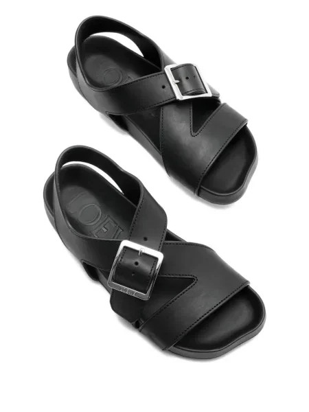 Sandale Loewe fără toc cu cataramă negru