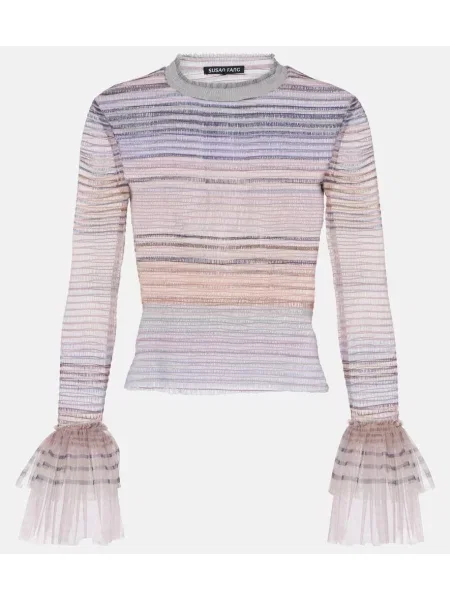 Top Susan Fang cu imagine transparente din tul