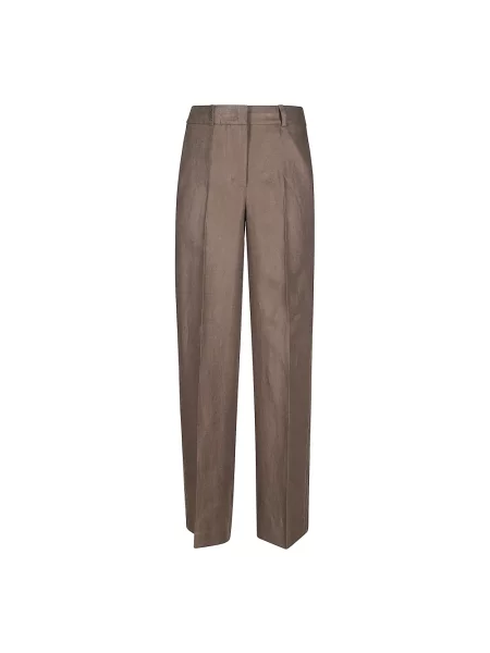 Lniane spodnie palazzo Peserico brązowe