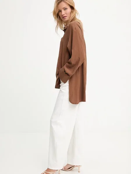 Классическая ошейниковый рубашка Answear.lab коричневая