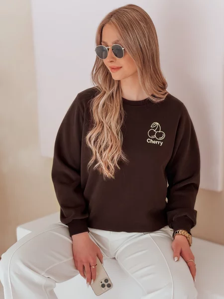 Bluza oversize z haftem CHERSOFT Dstreet brązowa