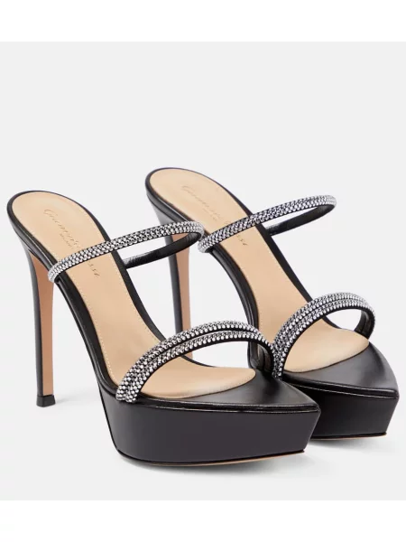 Sandale Gianvito Rossi din piele cu platformă negru