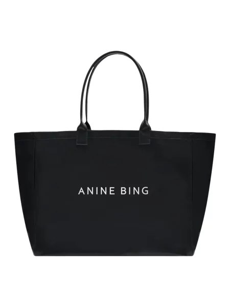 Shopperka Anine Bing płócienna z logo czarna