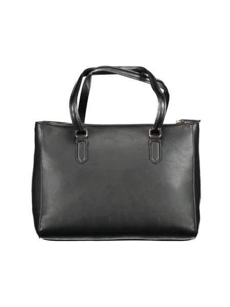 Lniana shopperka Valentino By Mario Valentino czarna