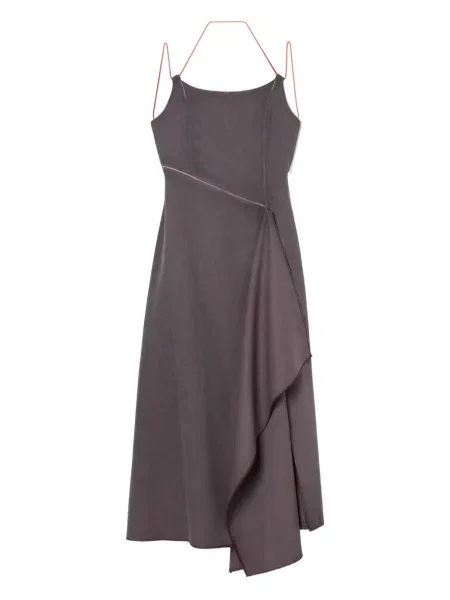 Rochie midi Sunnei drapată până la genunchi de costum maro