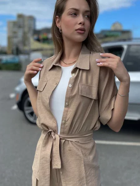 Лляна Блуза LadyLike бежевий