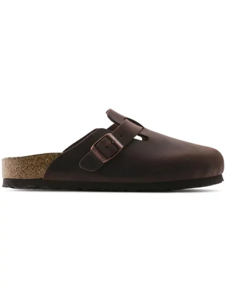 Klapki Birkenstock skórzane brązowe