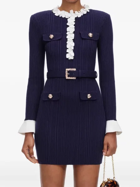 Rochie mini Self-portrait tricotate albastru