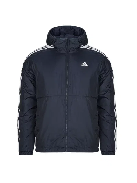Geacă Adidas cu dungi cu glugă albastru