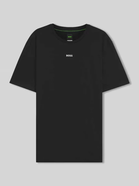 T-shirt sportowy krój slim fit z nadruk z logo model TS_Active' Boss Green czarna