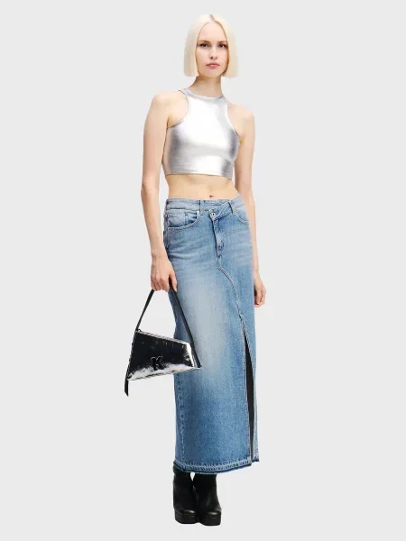 Джинсова спідниця Karl Lagerfeld Jeans бавовна/ліоцел синій