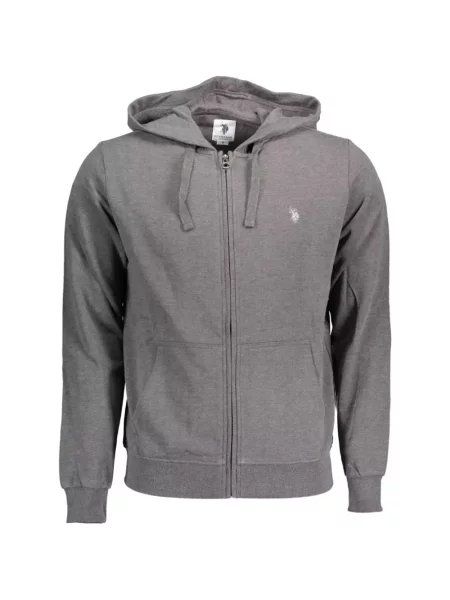 Hanorac cu fermoar U.s. Polo Assn. cu broderie gri