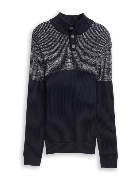 TOM TAILOR Pulover albastru închis alb