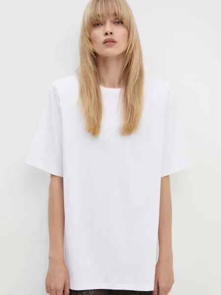 Haftowana koszulka Gestuz z półrękawem biała