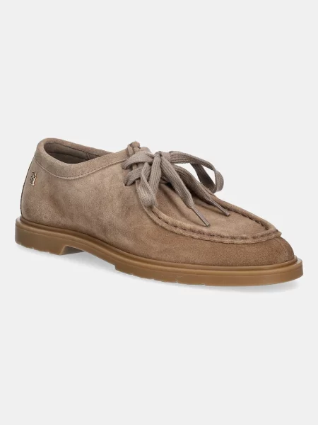 Szarvasbőr lapos talpú mokaszin Tommy Hilfiger bézs