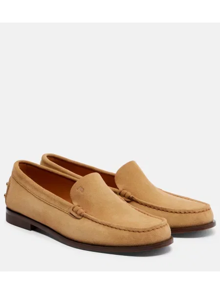 Pantofi loafer Tod's din piele de căprioară bej