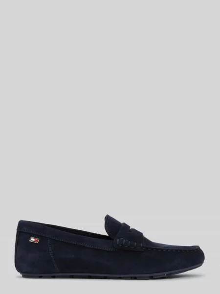 Mokasyny ze skóry welurowej Tommy Hilfiger niebieskie