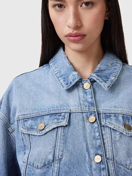 AllSaints kurtka jeansowa AKI CROSSOVER przejściowa niebieski