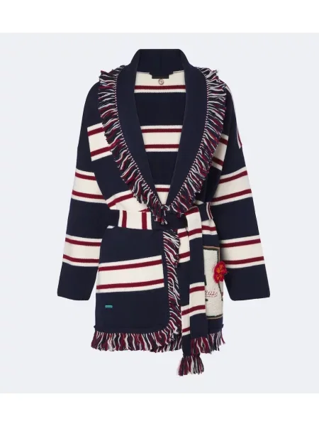 Cardigan Alanui cu franjuri de lână plic albastru