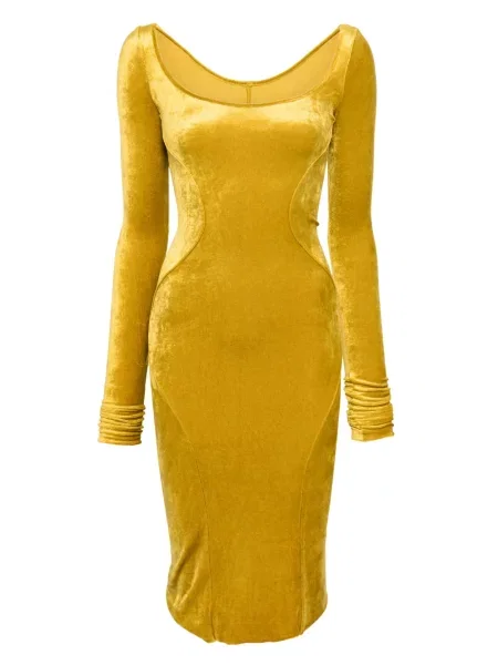 Rochie Rick Owens Lilies din velur de costum galben