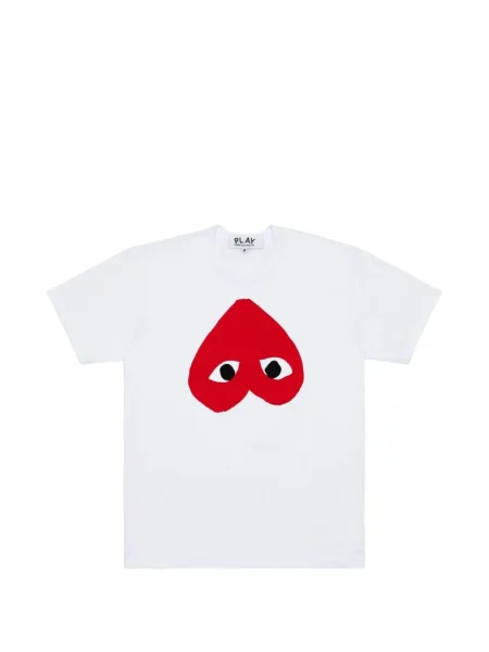 Tričko Comme Des Garçons s potiskem se srdcovým vzorem bílé