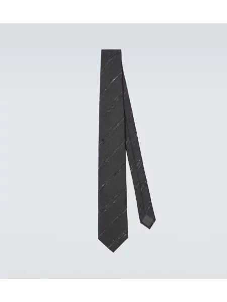 Cravată Brunello Cucinelli de mătase cu dungi negru