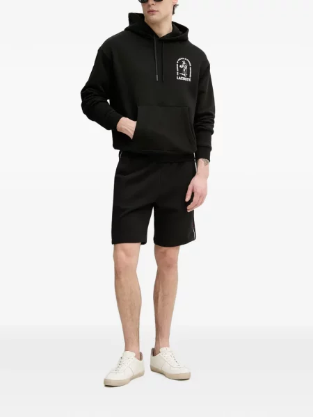 Hanorac cu glugă Lacoste cu imagine negru