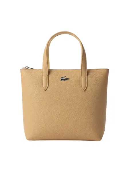 Lacoste torebka tote z imitacji skóry brązowa