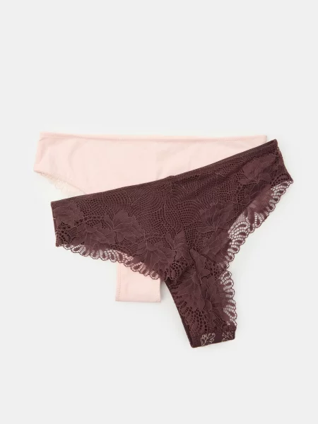Мереживні труси-бразиліана 2 пари різнобарвний