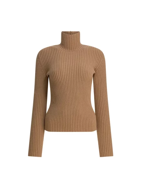 Sweter z golfem Max Mara z kaszmiru do golfa beżowy