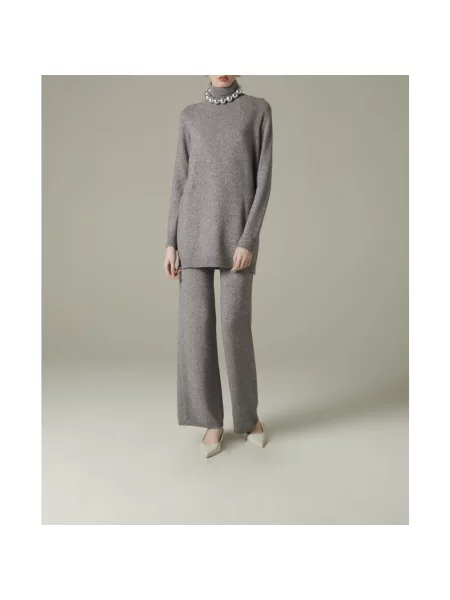 Sweter Manila Grace z wysokim kołnierzem szary