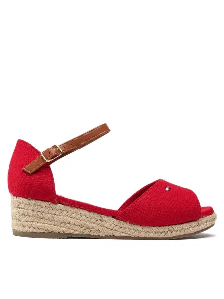 Espadrile Tommy Hilfiger Rope Wedge Sandal S rdeča