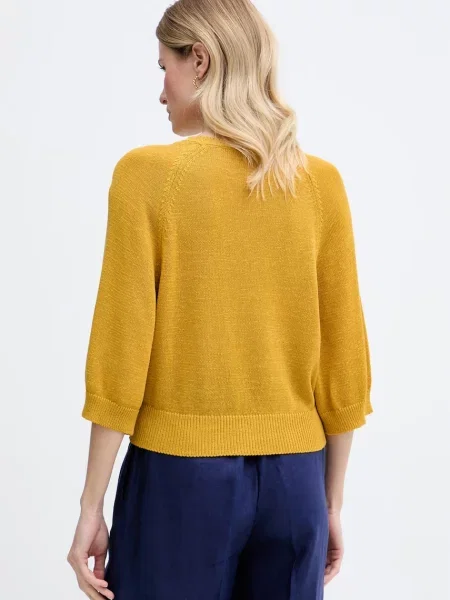 United Colors of Benetton sweter z dodatkiem lnu żółty