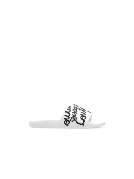 Klapki Versace Jeans Couture z logo białe