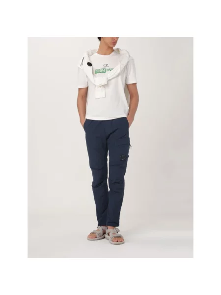 Lniana bluza polarowa C.p. Company z dekoltem w kształcie litery U casual biała