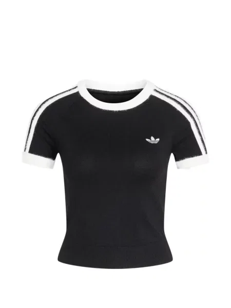 Tricou Adidas cu broderie cu dungi alergare negru